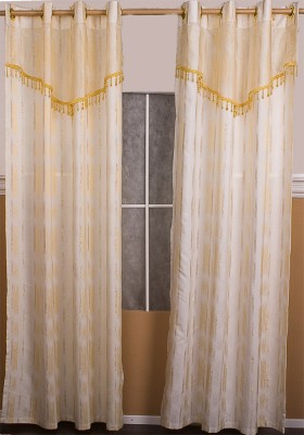 2-Schlaufen-Schal-Gardine-245x145cm-mit-Osen-in-Cream-und-Gold-mit-Steinen-Verzi
