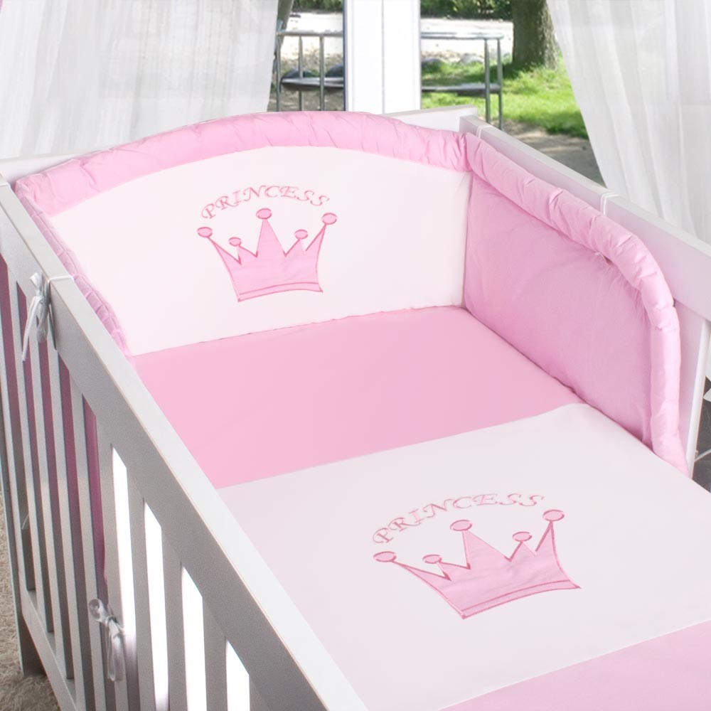 8 tlg. babybettset mit prinz prinzessin applikation bett tasche ... Babybett nestchen selber machen