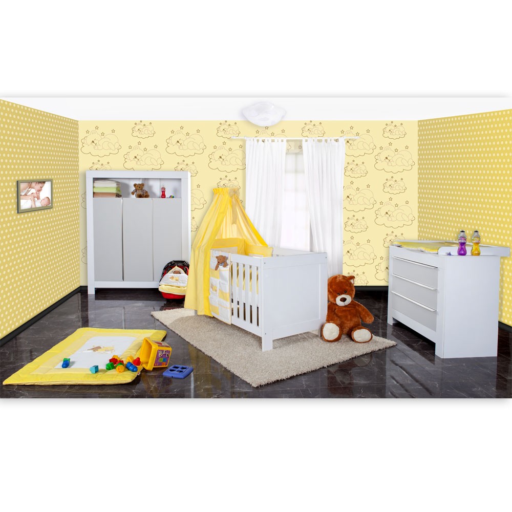 Babyzimmer Grau Gelb babyzimmer felix in weiss grau mit 3 t 252 rigem kl 19 tlg Babyzimmer Grau Gelb babyzimmer felix in weiss grau mit 3 t 252 rigem kl 19 tlg